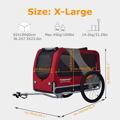 Remolque Para Bicicleta Y Carriola Para Mascotas Xl