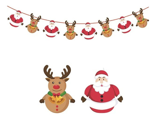 Guirnaldas Navidad Deco Papá Noel Bota Árbol Reno Color Rojo Papá Noel/reno