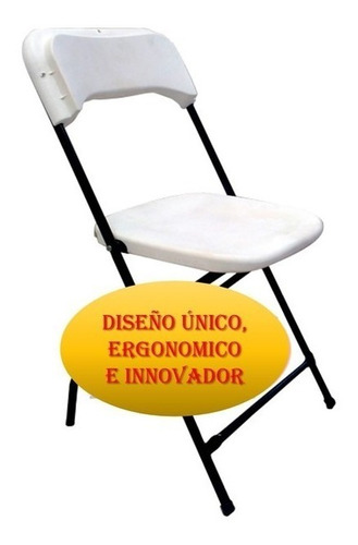 Paquete 4 Silla Plastica Plastico Plegable Refuerzo Blanca