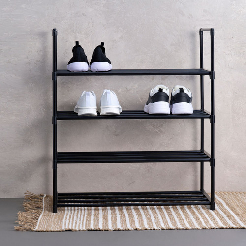 Porta Zapatos 65x29x74 Cm Metal Con Plástico Negro Day