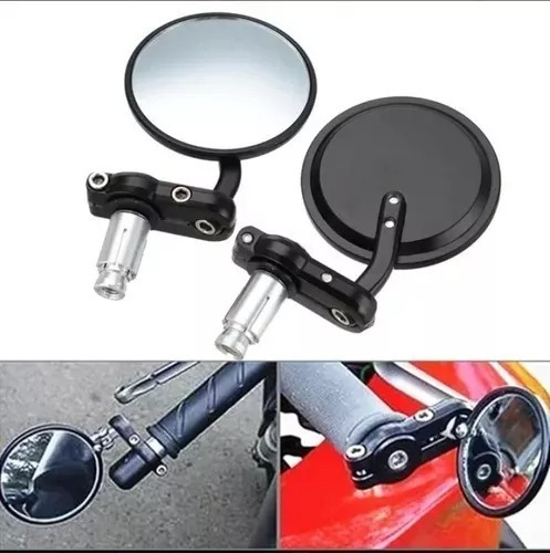 Espejos Cafe Racer Redondo Negro Barend Universales 7/8 Moto