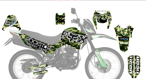 Dm200 Graficos Calcamonia Kit Stickers Vinil Laminado Enduro