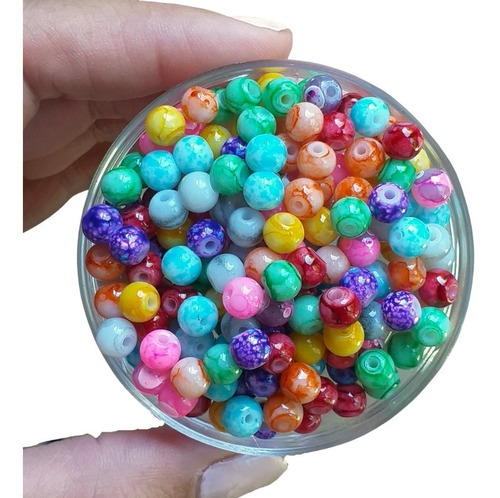 100 Perlas Vidrio Multicolor Cuentas 6mm Bijou #26/fx