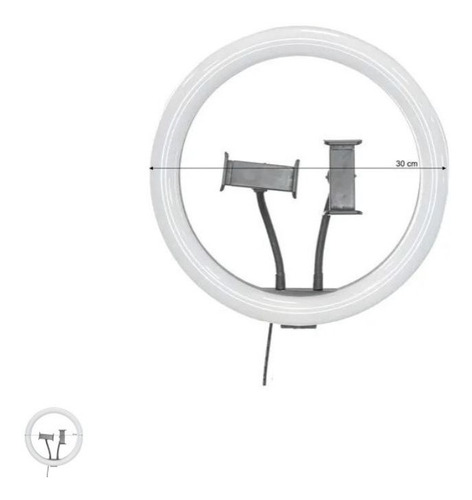 Imagem 4 de 5 de Iluminador Ring Led Light 30cm + Tripé 2m Ideal P/ Make Live