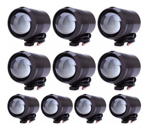 Kit X 10 Faros Auxiliar Led Cree U3 Para Moto 10w T6 1000lm