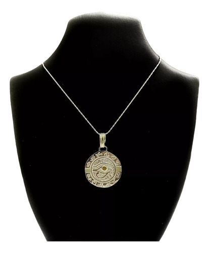 Conjunto Plata 925 Y Oro Cadena Y Dije Ojo De Horus Grande