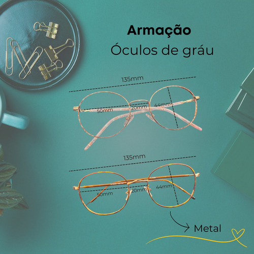 Óculos Armações Para Grau Redondo Retrô Kit 2 Unid