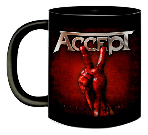 Caneca Preta Banda Accept Rock Heavy Metal Pesado Anos 80