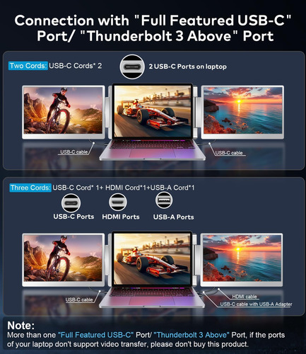 Monitor Triple Portátil De 15.4 Fqq Para Las Computadoras