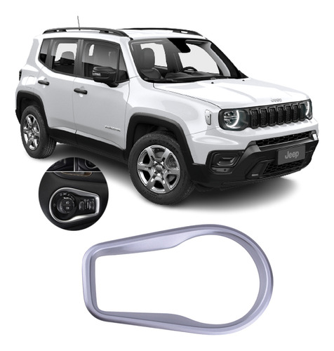 Moldura Aplique Botão Farol Prata Jeep Renegade