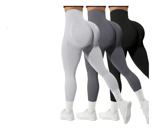 Pack De 3 Calzas Con Frunce Importadas Shein Sin Costuras