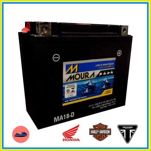 Bateria Moura Harley Davidson Yamaha Xvz 1300 Kawasaki Ma18d