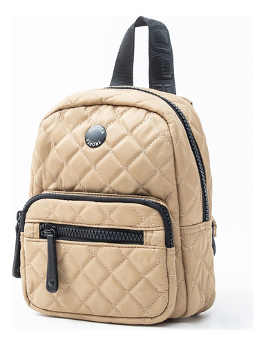 Mochila Mujer Tropea Cannes Color Marrón Claro Diseño De La Tela Matelassé