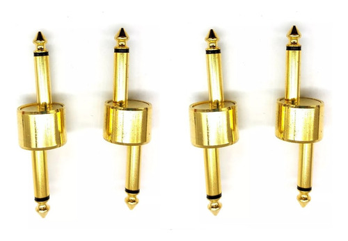 4 Plug Para Pedal De Guitarra P10 Multidirecional Dourado