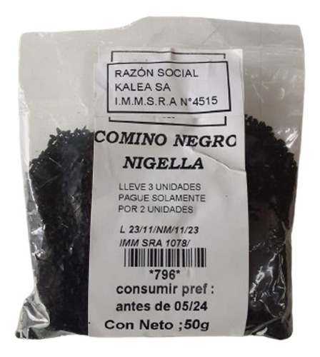 Comino Negro En Grano Nigella 50gr. Lleve 3 Pague 2.