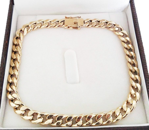 Pulseira Grumet 8 Gramas 6mm Ouro 18k Comprimento 21 Cm