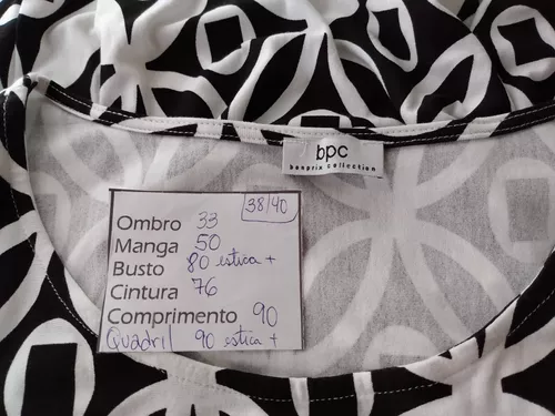 Vestido Bpc Bonprix Collection Preto E Branco Feminino 38/40
