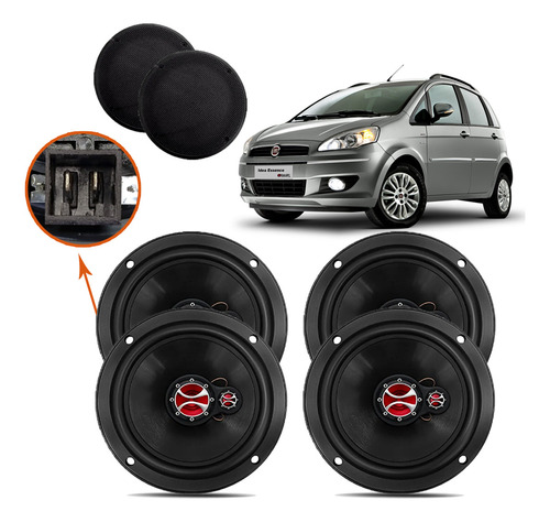Kit Alto Falante Foxer 6 Polegadas com Tela 240w Fiat Ideia Siena - KFT.037