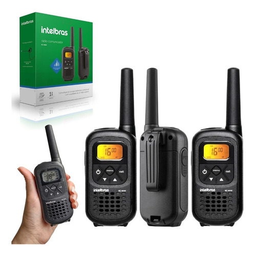 12 Radio Comunicador Intelbras Rc4002 Walk Tok Uhf + Fone Cor Preto