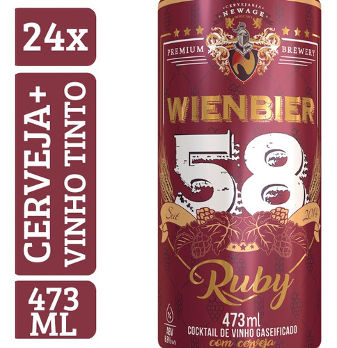 Kit Cerveja Wienbier 58 Ruby De Vinho Tinto De 473ml (24 Un)