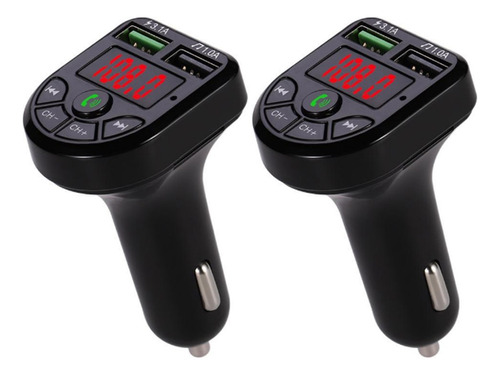 2x Adaptador Automóvil Bluetooth Mp3 Transmisor Manos Libres