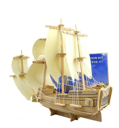 Imagen 6 de 6 de Rompecabezas 3d Madera Barco