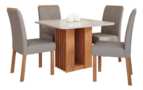 Sala De Jantar Ariela 95x95cm Com 4 Cadeiras Fernanda
