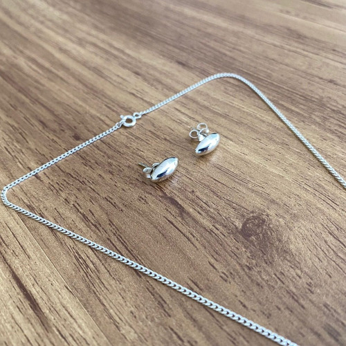 Imagen 5 de 8 de Collar Y Aretes De Plata 925 Set Cadena 43cm Mujer Agalea