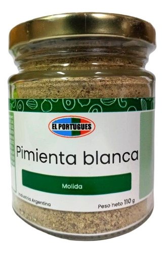 Pimienta Blanca Molida X 110gr En Frasco - El Portugues