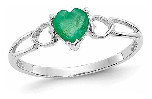 2-5 Natural Emerald Heart Promise Ring In 14k White Gold