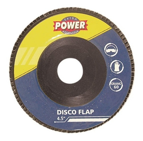 Disco Flap Amoladora Power Grano Lija 60 Rosca M14 115 Mm Color Azul y Amarillo