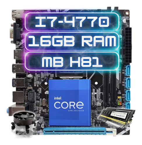 Kit Upgrade Gamer Intel Core I7-4770+mb H81+ Cooler+16gb Cor Preto
