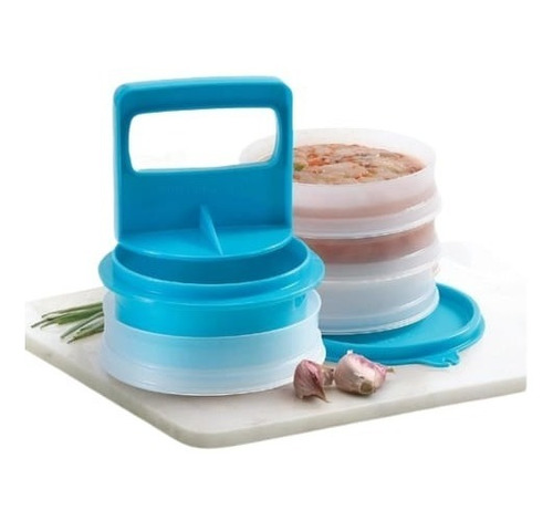 Prensa Tupperware + 4 Moldes Porta Hamburguesas