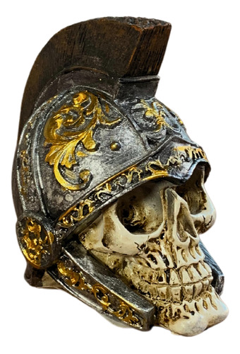 Crânio Soldado Romano Caveira Com Capacete Decorativo 10 Cm.