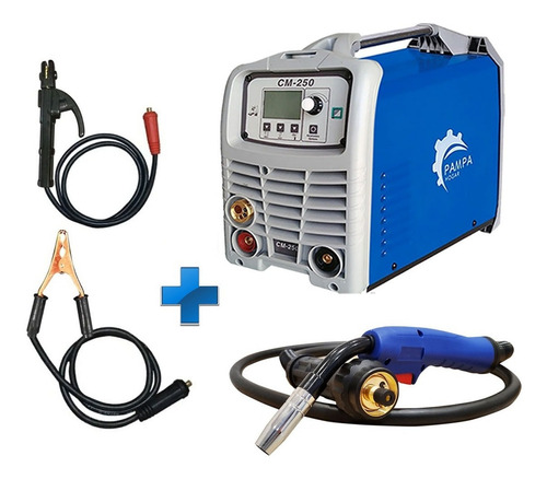 Soldadora Inverter Cm250 3 En 1 Mig-tig-mma + Mascara Color Azul