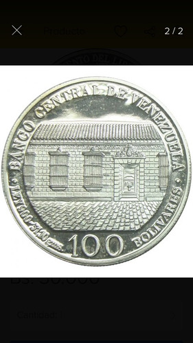 Imagen 2 de 2 de Moneda De Plata Colección Bicentenario Simón Bolívar De 100