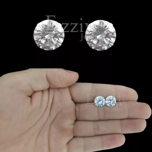 Brinco Masculino De Prata Pura 925 Diamante Sintético 10mm