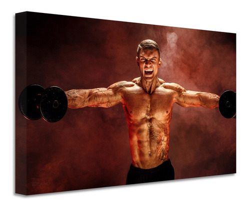 Cuadro Gimnasio Ejercicio Crossfit Canvas Grueso 90x60 Gmh14