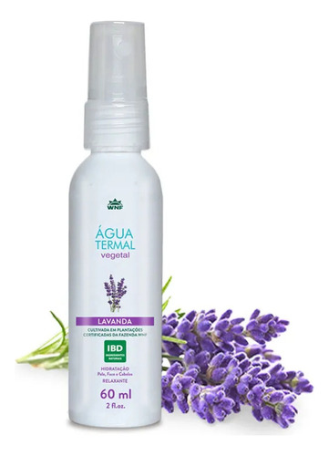 Água Termal Lavanda Wnf Spray 60ml Hidratante E Relaxamento Momento de aplicação Dia/Noite Tipo de pele Todo tipo de pele