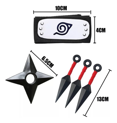 Imagen 3 de 8 de Set De Naruto Bandana Kunai Completo Accesorios Anime