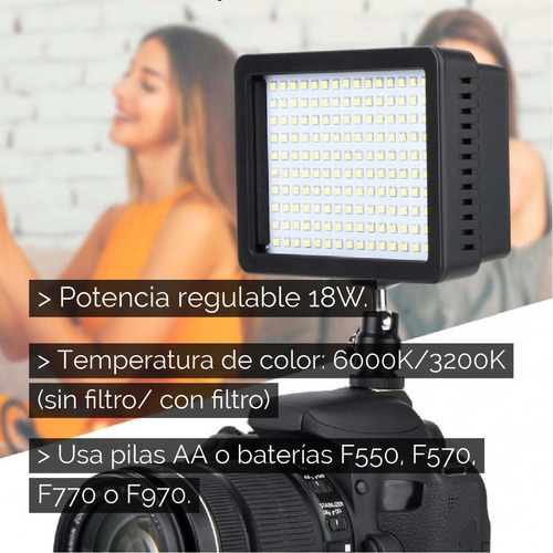 Foco Led De 160 Luces Para Fotografía Y Videos | Filtros +