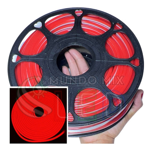 50mts Mangueira De Fita Neon Led Flex 6x12mm Corte 2,5cm 12v Cor da luz Vermelho