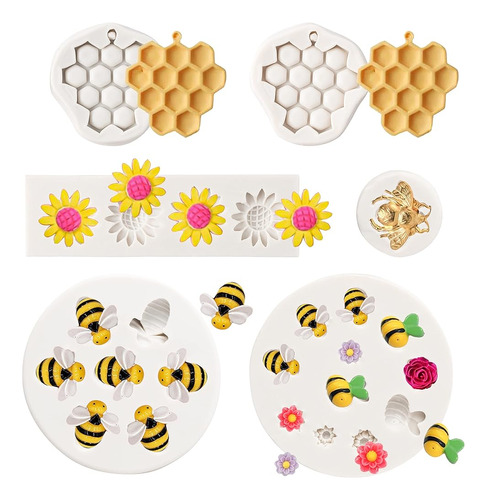 Zainpe 6pcs Panal De Girasol Abeja Fondant Moldes Flor Molde