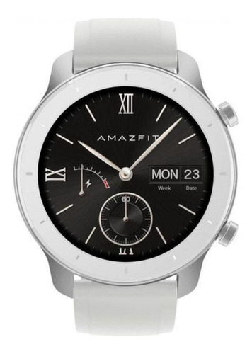Smartwatch Amazfit Fashion GTR 1.2" caja 42mm de  aluminio  moonlight white, malla  white de  silicona y bisel  moonlight white de  cerámica de zirconio A1910