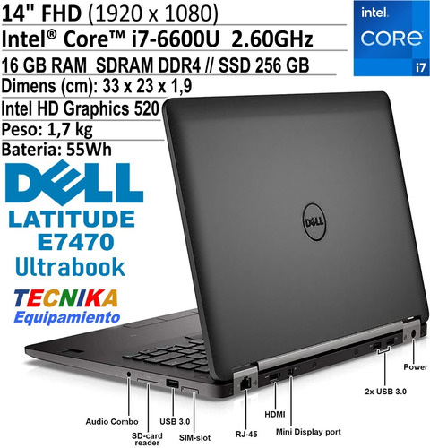 Imagen 4 de 7 de Dell Latitude E7470 Ultrabook Core I7 16 Gb 512gb Full Hd