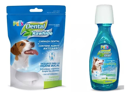 Kit Higiene Bucal Dental Perro Carnaza Antisarro+refrescante