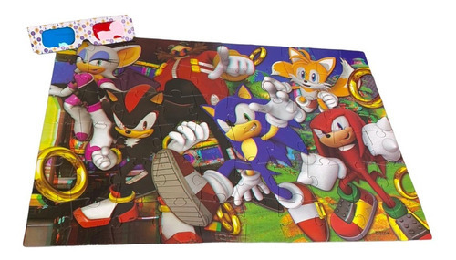 Imagen 1 de 2 de Puzzle 3d Sonic 60 Piezas Con Anteojos Tapimovil