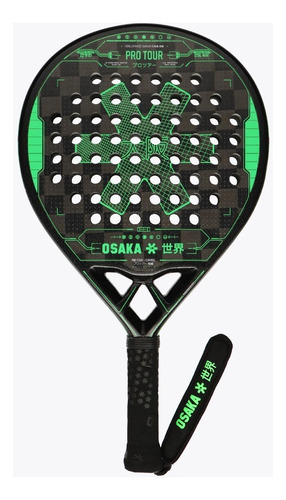 Paleta Padel Osaka Pro Tour Carbono Textreme 18k + Funda Color Control / Negro - Verde