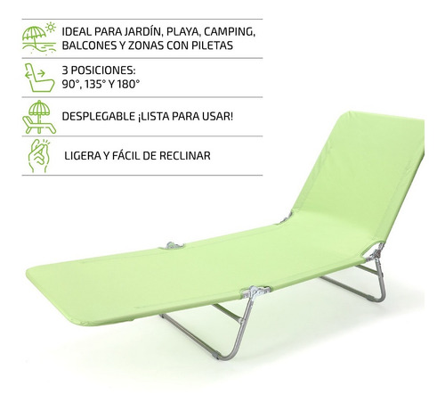 Imagen 2 de 9 de Reposera Plegable Silla Playera Reforzada Jardin Y Exterior