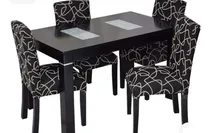 Comprar Juego de comedor Galar JUEGO DE COMEDOR color negro con 4 sillas diseño liso mesa de 140cm de largo máximo x 80cm de ancho x 80cm de alto